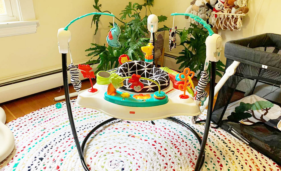 testing the fisher price jumperoo exersaucer activity center