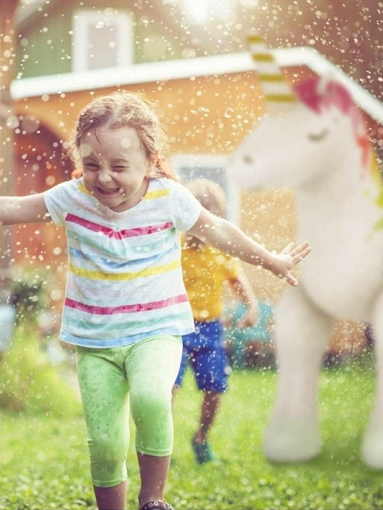 inflatable unicorn sprinkler for outdoor fun