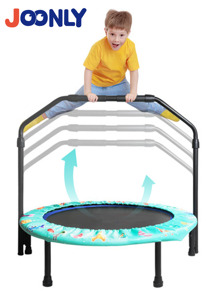 a boy jumping on the joonly 36 inch kids trampoline