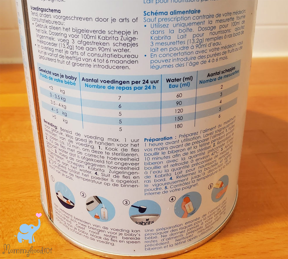 kabrita infant formula preparation instructions