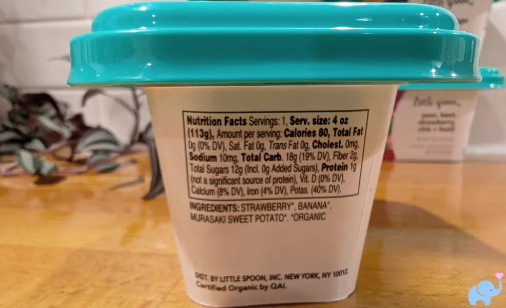 Little Spoon Babyblends nutrition facts and ingredients label