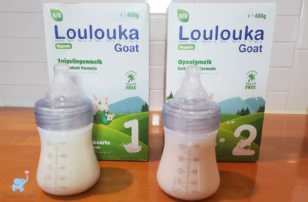 loulouka goat baby formula boxes and bottles