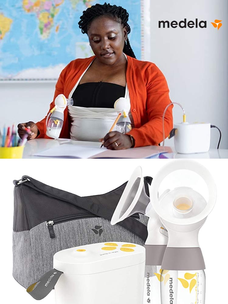 Medela Pump in Style with MaxFlow Electric Breast Pump and Nursing T-Shirt  Bra, Black, Medium