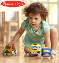 best sensory toys melissa and doug pull-back soft vehicles