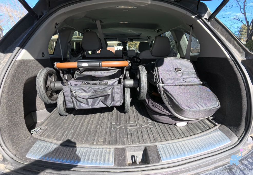 mockingbird 2.0 stroller folded in trunk of car