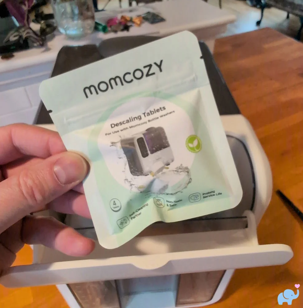 Descaling tablets included with the Momcozy DeepClean Baby Bottle Washer D8