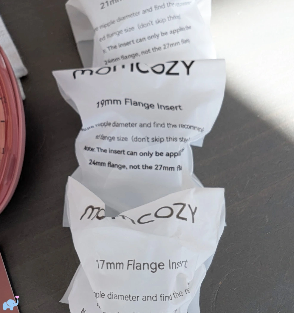 Momcozy Wellness 1 flange inserts including 17mm 19mm and 21mm sizes