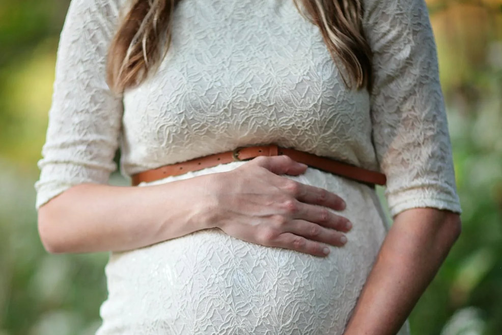 pregnant woman with long hair