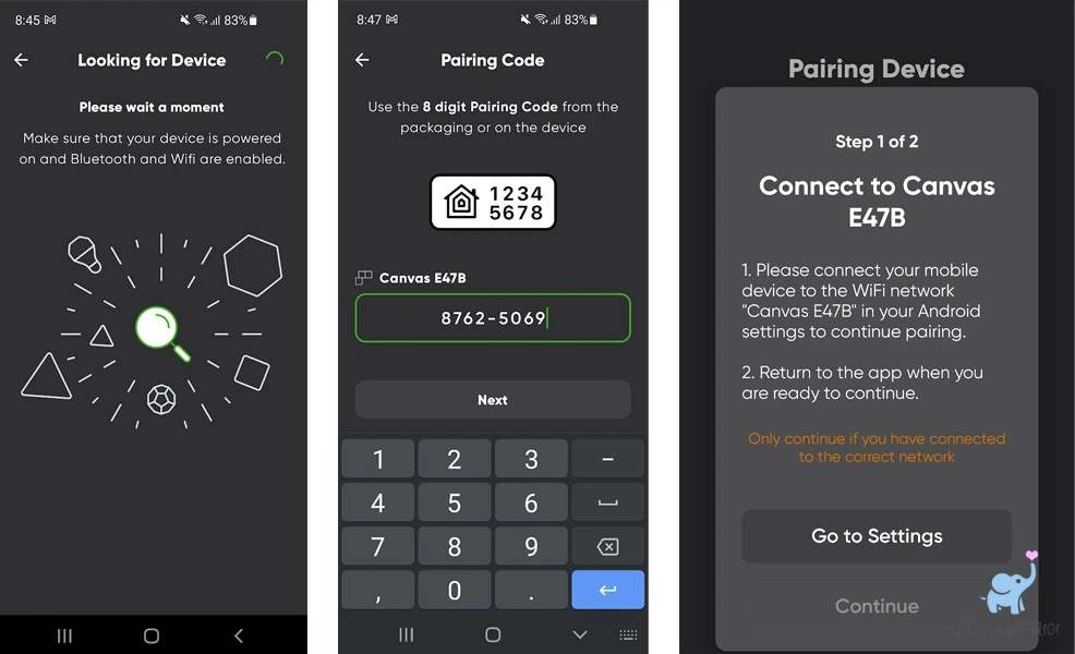 pairing on the nanoleaf app