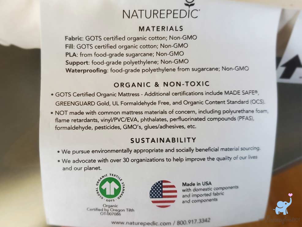 the mattress label on the naturepedic crib mattress