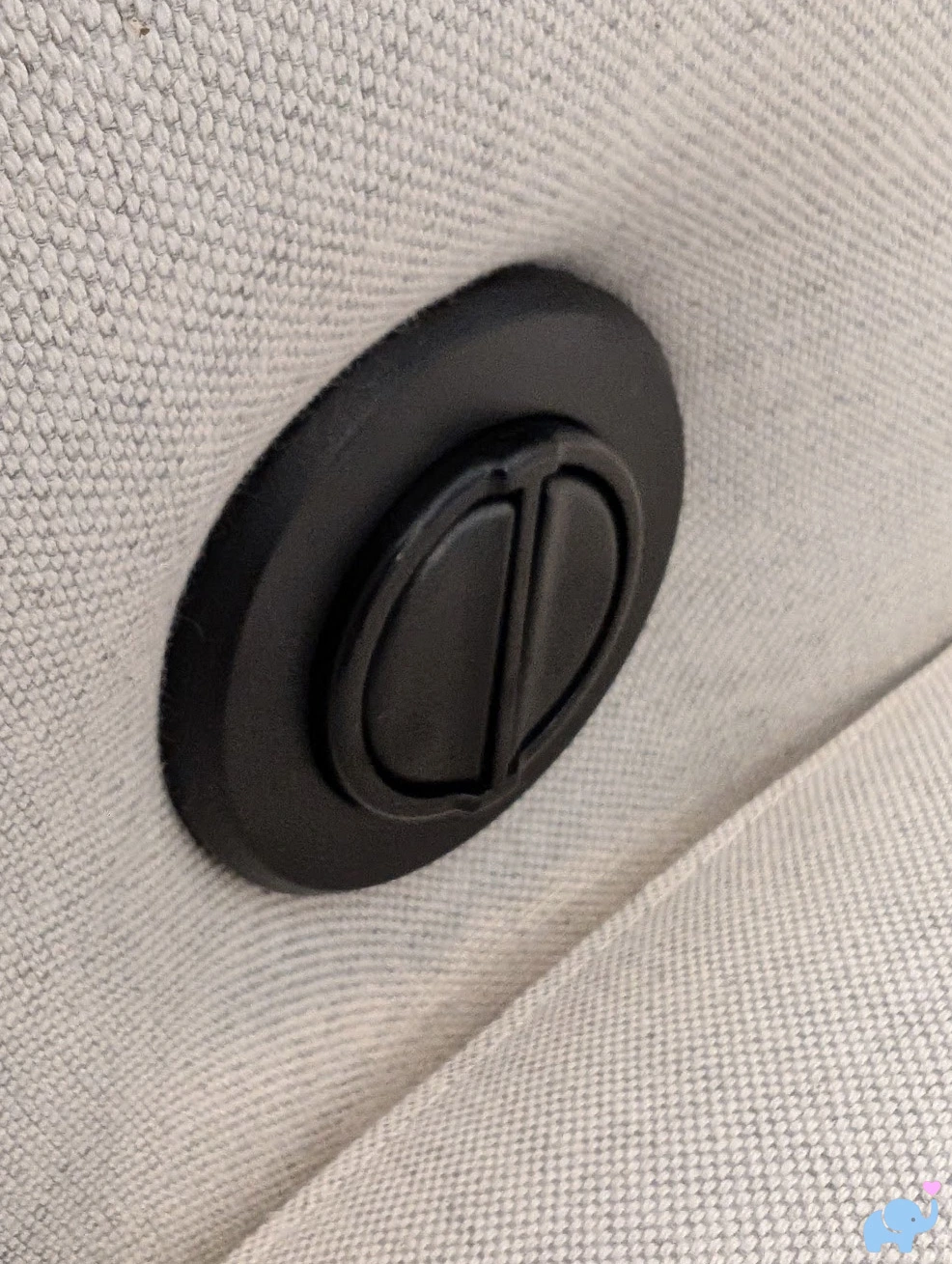 Close-up of Drift glider recline buttons