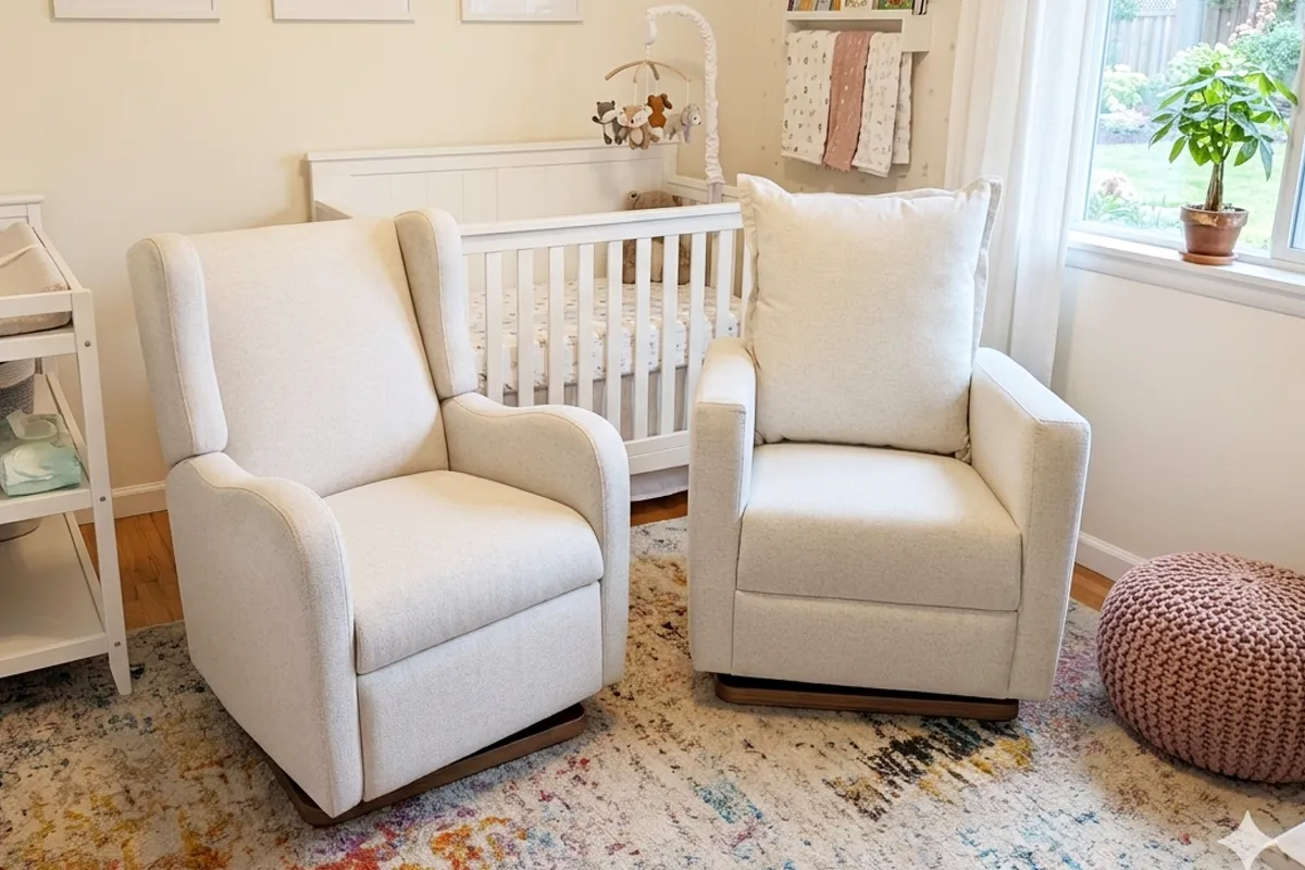 nestig gliders drift and dawn being reviewed in a baby nursery background