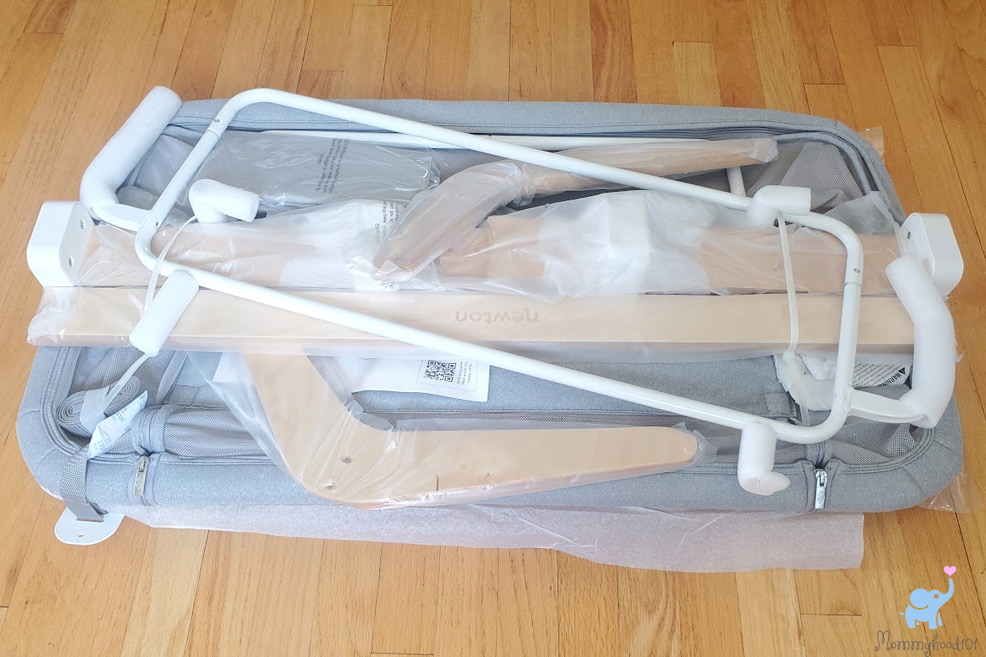 all the parts needed for assembly of the newton bassinet