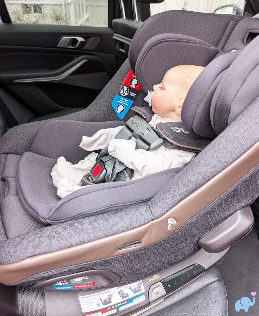 nuna revv maxx installed rear-facing with baby