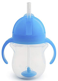 a blue munchkin click lock weighted straw cup