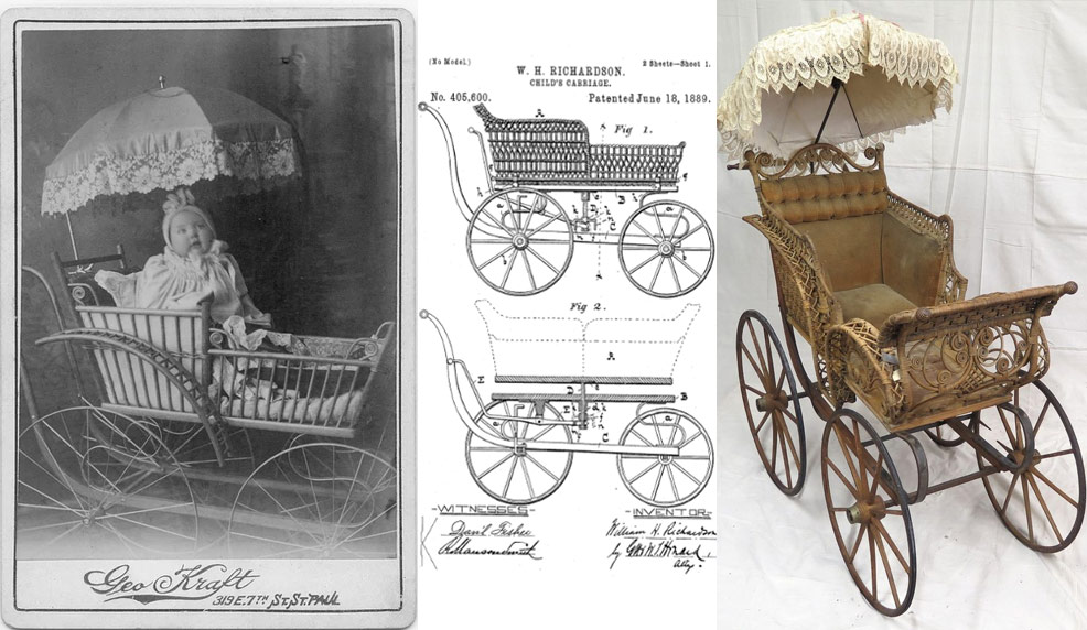 first stroller patent carriage 1889 perambulator
