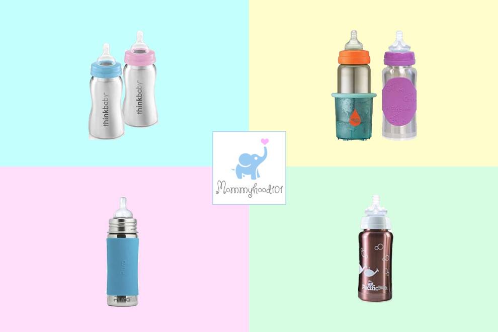 Chicco Duo Deluxe Hybrid Baby Bottle Gift Set with Invinci-Glass Inside/Plastic Outside in Clear/Grey