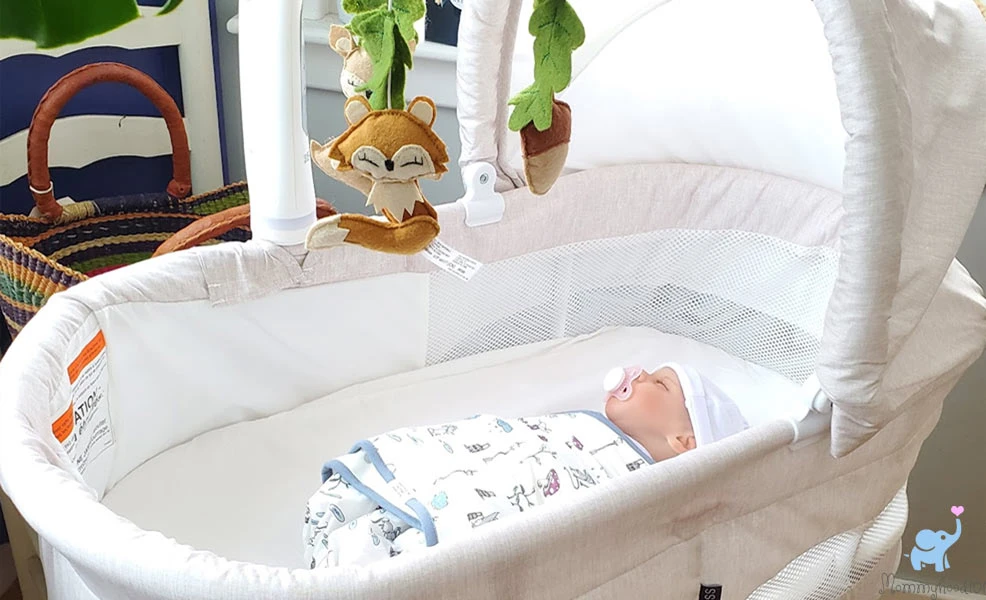 trubliss sweetli calm bassinet in the wheat melange color