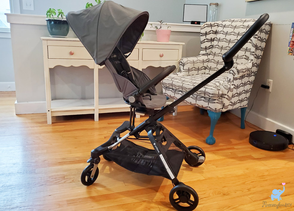 unilove stroller assembled with toddler seat parent facing