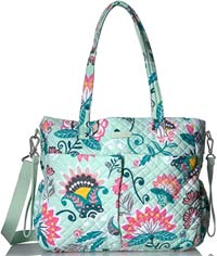 Vera Bradley Baby Diaper Bag Purple Green Floral Print Large